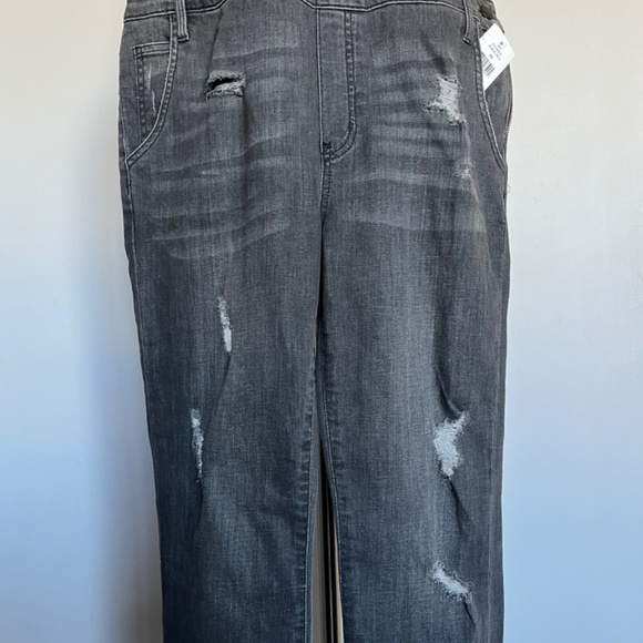 Saks Fifth Ave GRAY Skinny Denim Overall Casual Braces Jaeans Jumpsuit - Picture 8 of 13